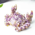 Creative crab phone stand made of purple amethyst crystal chips and golden foil resin - Dreamy Purple