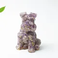 Amethyst Schnauzer dog figurine with gold foil accents and natural crystal resin finish - Dreamy Purple