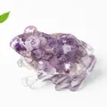 Handmade frog figurine with purple amethyst crystal chips in clear resin decor - Dreamy Purple