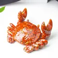 Crab phone holder with red crystal stones, gold foil flakes and clear resin finish - Red Jasper
