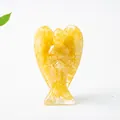 Guardian angel figurine with yellow natural crystal stones embedded in resin - Yellow Agate