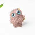 Creative purple owl ornament with natural crystal gravel and gold foil accents - Strawberry Quartz