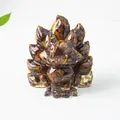 Figura de zorro de nueve colas hecha con piedra ojo de tigre y resina con pan de oro - Ojo de tigre / 4 Cm De Alto