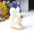 Statuina di fata in resina con pietre di cristallo bianco naturale per scrivania - Stile Fata Farfalla / Cristallo di rocca