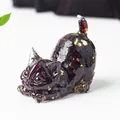 Artistic cat figurine in translucent burgundy resin with embedded gold foil flakes - Garnet / 5*3*4.2cm/45g