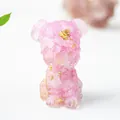 Rosa transparente Schnauzer Hundefigur aus Harz mit Goldfolienflocken Dekoobjekt - Dunkler Rosenquarz