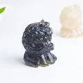 Macro shot of obsidian resin guardian lion statue with translucent crystal texture details - Obsidian