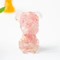 Rosa transparente Schnauzer-Hundefigur aus Harz mit Goldflocken und Haartentexturen - Wassermelonen Quarz