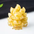 Yellow crystal fox resin figurine with crushed stone inlay for desk decoration - Yellow Agate / 6cm High