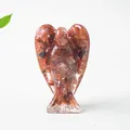 Red natural crystal angel statue crafted with resin, handmade spiritual home ornament - Red Agate