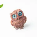 Dark brown crystal resin owl figurine with bright sapphire blue eyes for desk decor - Gold Sandstone