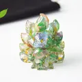 Figura de zorro de nueve colas en resina con cristales púrpuras y láminas doradas - Piedra ojo de gato / 4 Cm De Alto