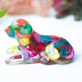 Colorful resin puppy figurine with natural crystal stone inlay for home office desk decor - Colorful Shell