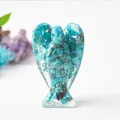 Resin angel figurine filled with natural turquoise stones for spiritual home decor - Turquoise