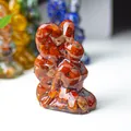 Red jasper crystal chip resin bunny figurine set with elegant clear polished finish - Red Jasper