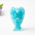 Sky blue resin angel sculpture with natural crushed crystal stone filling - Aquamarine