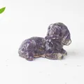 Detailed view of a purple crystal resin dog figurine with natural mineral texture - Amethyst