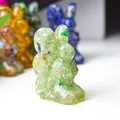 Artistic rabbit resin figurine with light green natural crystal stone fragments - Green Aventurine