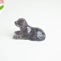 Amethyst crystal chips resin puppy figurine in a lying pose for home desk decor - Amethyst