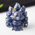 Figura de zorro de nueve colas de resina con cristales de lapislázuli para decorar mesas - Lapislázuli / 4 Cm De Alto