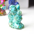 Handmade rabbit figurine with natural turquoise stones and transparent resin finish - Turquoise
