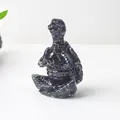 Figurine de tortue de yoga noire brillante en résine de cristal pour décoration - Obsidienne