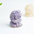 Close-up of translucent purple crystal resin Labubu style lion figurine home desk decor - Dreamy Purple
