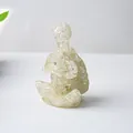 Figurine de tortue de yoga en résine de cristal naturel jaune pour décoration de bureau - Cristal blanc