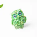 Green crystal owl figurine with gold leaf inside a transparent resin craft decoration - Green White Speckle