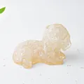 Golden yellow crystal resin puppy ornament with transparent finish for desk decor - White Crystal