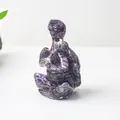 Figurine de tortue en cristal d'améthyste violette en pose de yoga pour décor de bureau - Améthyste