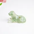 Lying puppy ornament made of clear resin with green aventurine natural crystal stones - Green Aventurine