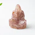 Estatua de Ganesha de cristal cuarzo fresa natural para decoración de escritorio - Cuarzo Fresa Ganesha