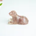 Miniature puppy figurine made of natural strawberry quartz with smooth polished finish - Strawberry Quartz