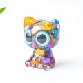 Artistic cat figurine crafted from resin with colorful natural crystal stone inlay - Colorful Shell