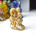 Bunny resin figurine with natural yellow crystal gravel stones for home office desktop decoration - Crazy Agate