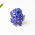 Natural purple crystal owl statue with gold foil resin finish for home desk decoration - Blue Glass