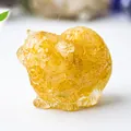 Detailed close-up of amber crystal cat figurine with intricate fur texture and warm resin finish - Citrine