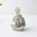 Figurine tortue de yoga en cristal de fluorite naturelle violette et verte - Fluorite Colorée