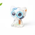 Cute resin cat figurine with blue eyes and colorful embedded crystals for home decor - Cat's Eye