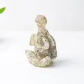 Figurine tortue de yoga en résine avec cristaux naturels violets et jaunes inclus - Quartz Rutile