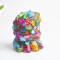 Artistic crystal resin lion statue with vibrant multicolored stones for home desk decor - Colorful Shell