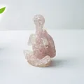 Figurine tortue en cristal naturel rose et résine pour décoration intérieure yoga - Quartz rose