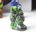 Artistic green and black natural crystal goddess figurine in resin desktop ornament - Ruby Zoisite