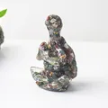 Figurine tortue de méditation en résine avec cristaux naturels d'améthyste - Jaspe Océan