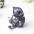 Statuetta di gatto in cristallo viola naturale per decorazione ufficio o soggiorno - Ametista