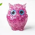 Figurine hibou en résine de cristal violette avec yeux bleus pour décoration intérieure - Rose Foncé