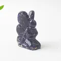 Blue resin butterfly fairy figurine with sparkling crystal glitter in kneeling pose - Blue Sandstone