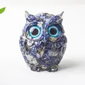 Figurine chouette en cristal lapis-lazuli avec yeux bleus et texture en pierre naturelle - Lapis-lazuli