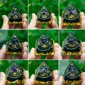 Handmade Orgone Pyramid with Amethyst Sphere and Zodiac Symbols in resin finish - Full Zodiac Signs Set